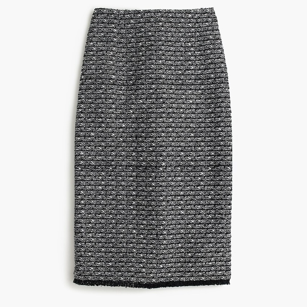 J Crew Pencil Skirt in Fringy Tweed Sz 2 EUC